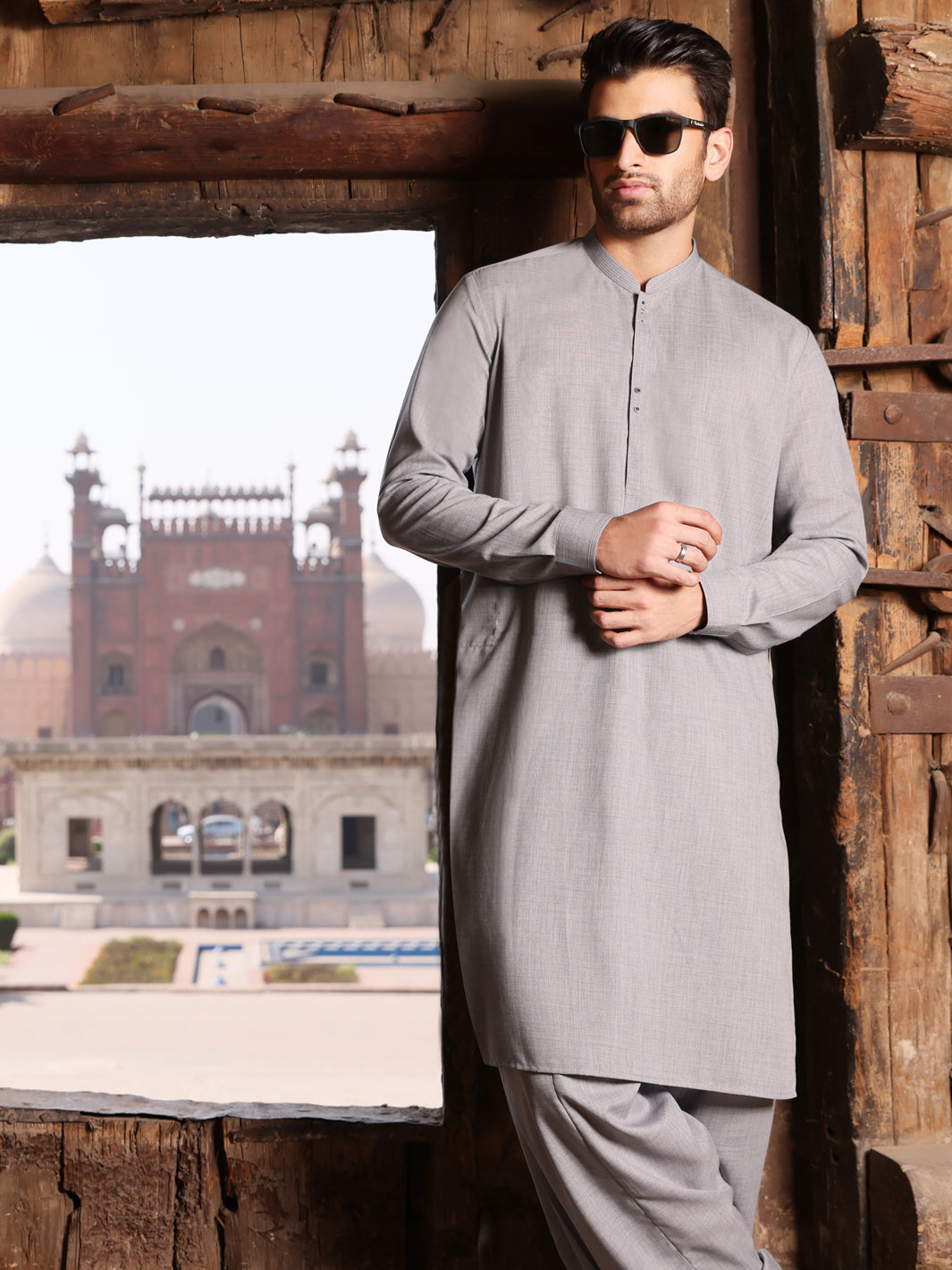Light Gray Blended Kameez Shalwar - AL-KS-2605