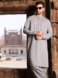 Light Gray Blended Kameez Shalwar - AL-KS-2605