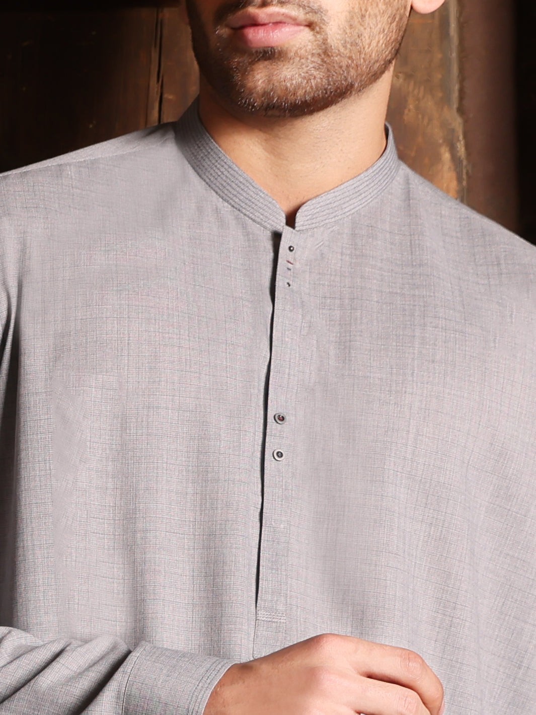 Light Gray Blended Kameez Shalwar - AL-KS-2605