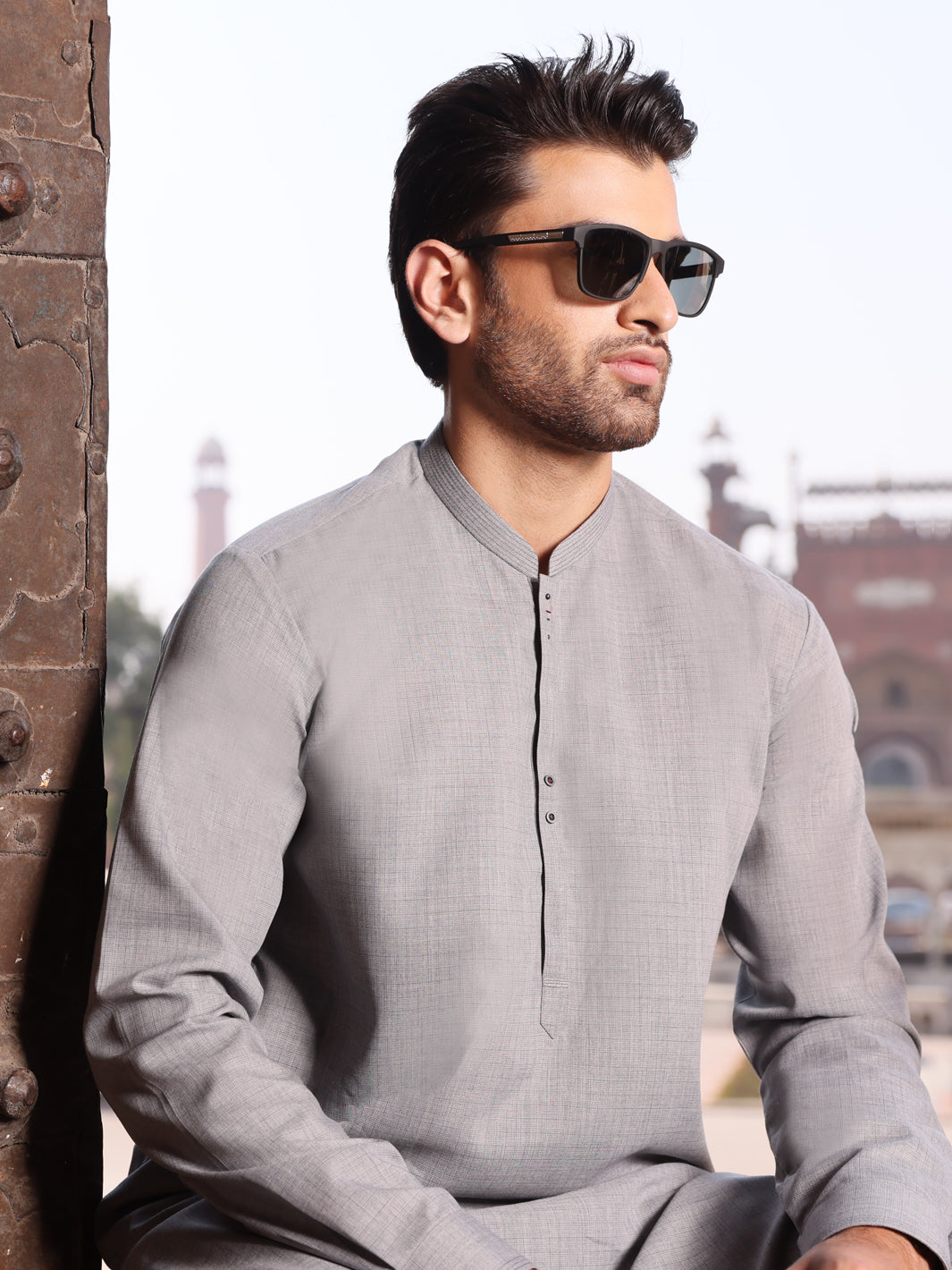 Light Gray Blended Kameez Shalwar - AL-KS-2605