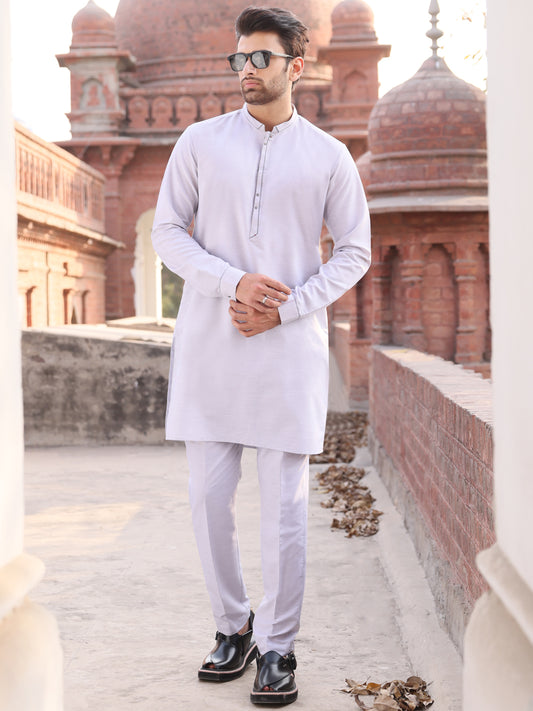 Light Grey Blended Blended Kurta Trouser - AL-KT-2606