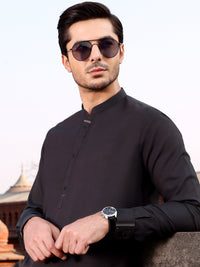 Dark Grey Blended Kameez Shalwar - AL-KS-2612