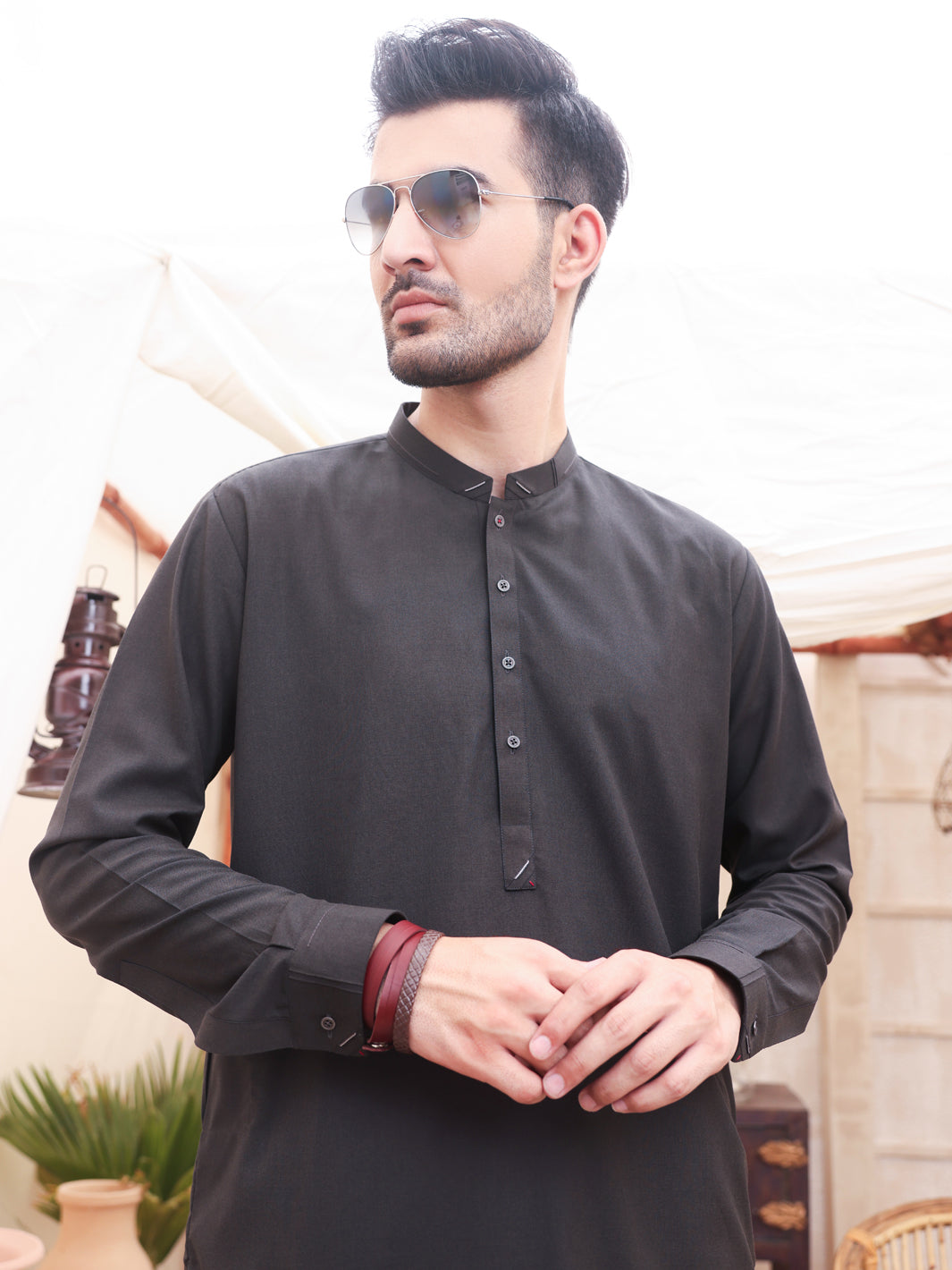 Charcoal Grey Kurta Shalwar - AL-KS-2613