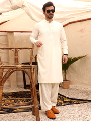 Off White Kameez Shalwar - AL-KS-2637