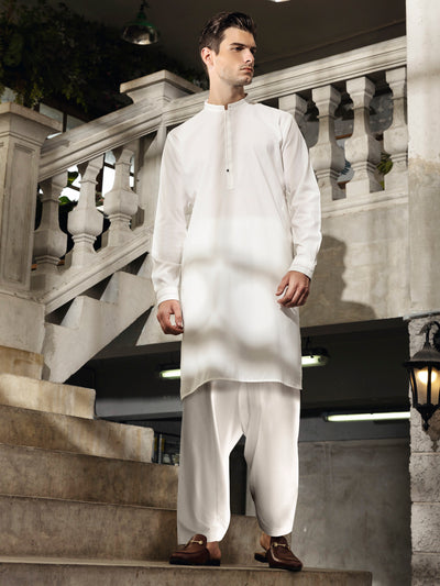 Off White Kameez Shalwar - AL-KS-2658