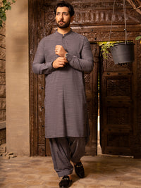 Grey Blended Kurta Shalwar - AL-KS-2661