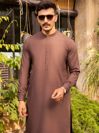 Brown Blended Kurta Shalwar - AL-KS-2669