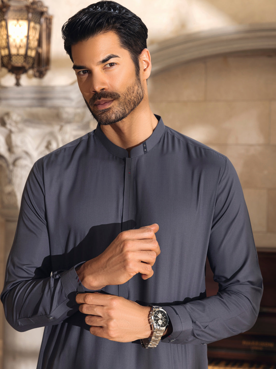 Grey Kameez Shalwar - AL-KS-2671