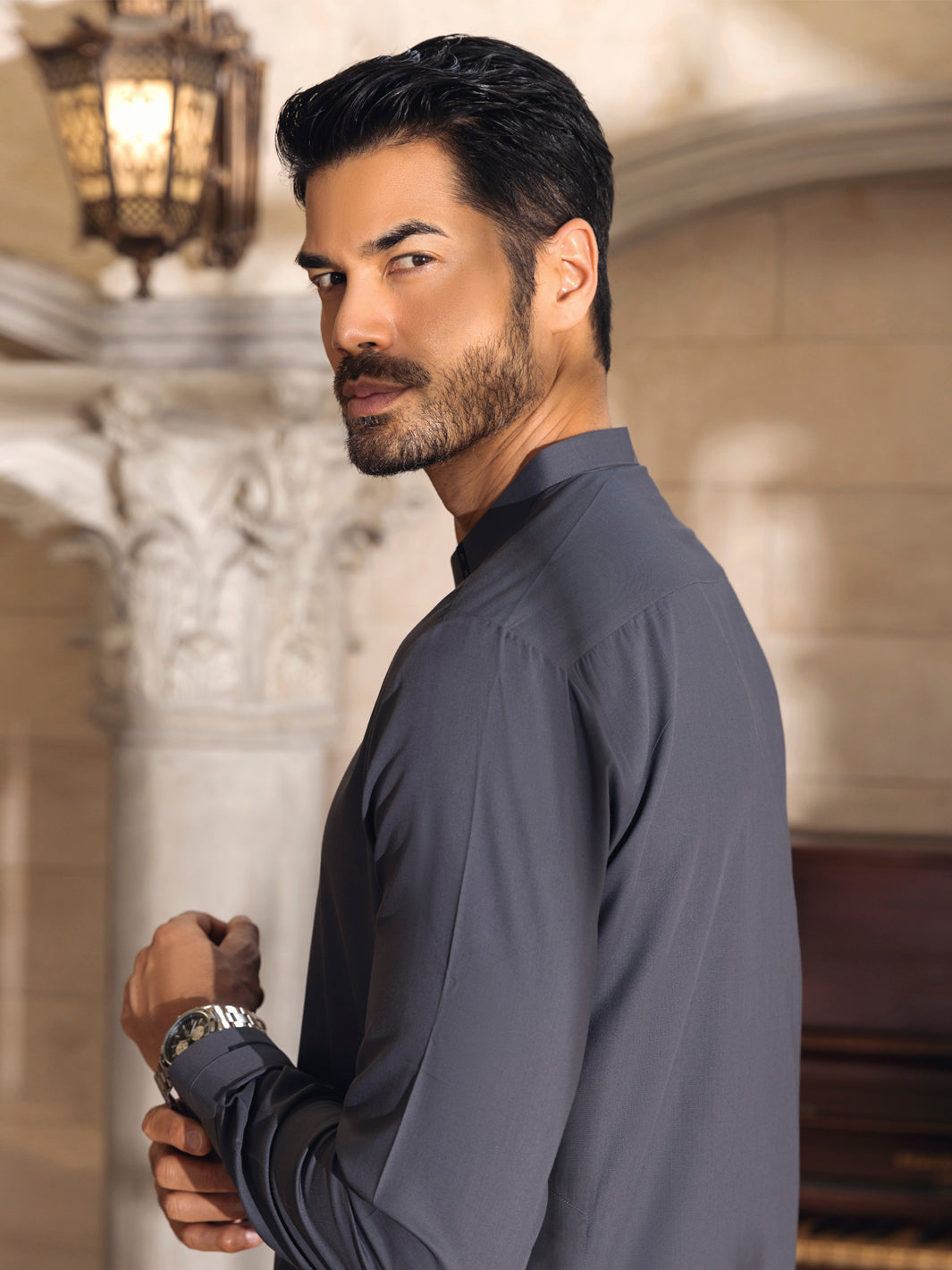 Grey Kameez Shalwar - AL-KS-2671