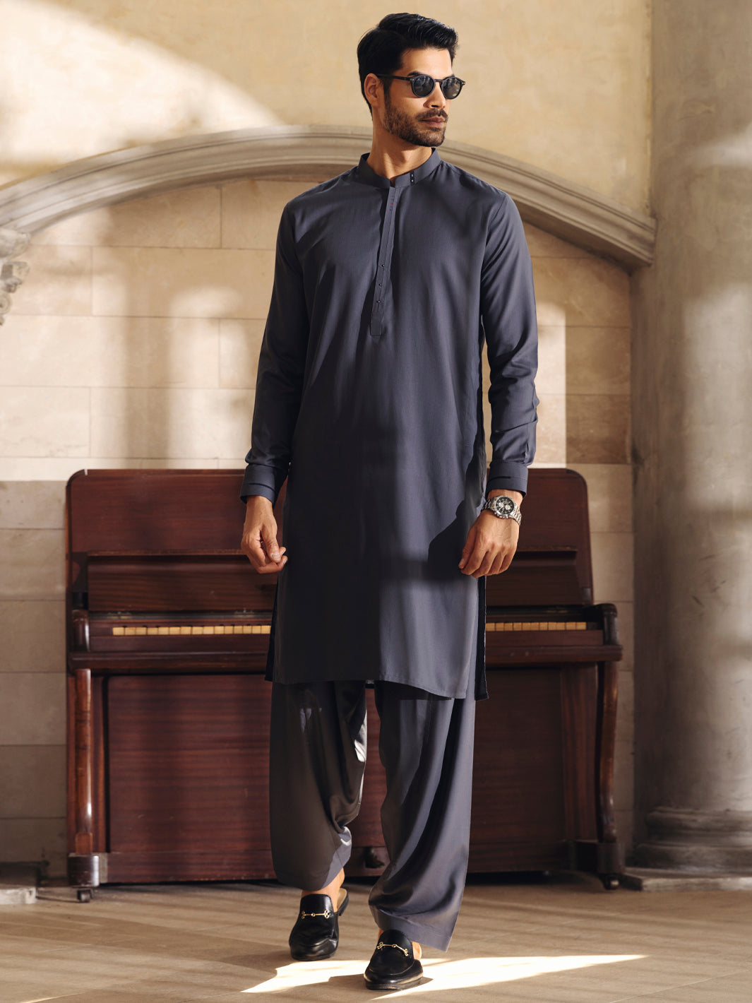 Grey Kameez Shalwar - AL-KS-2671