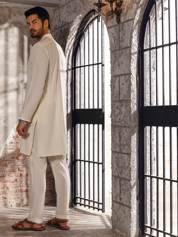 Off White Kurta Trouser - AL-KT-2672