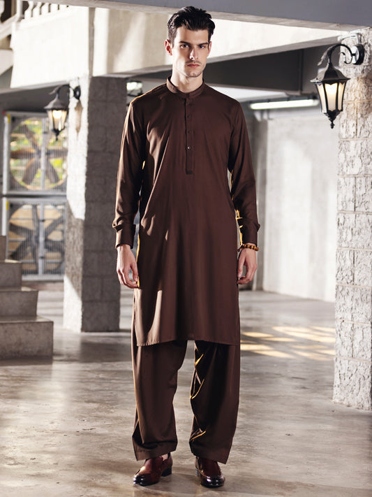 Brown Kameez Shalwar - AL-KS-2675