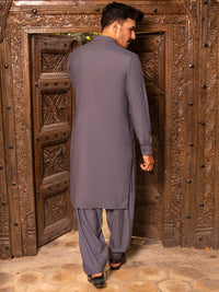 Blue Blended Kurta Shalwar - AL-KS-2689