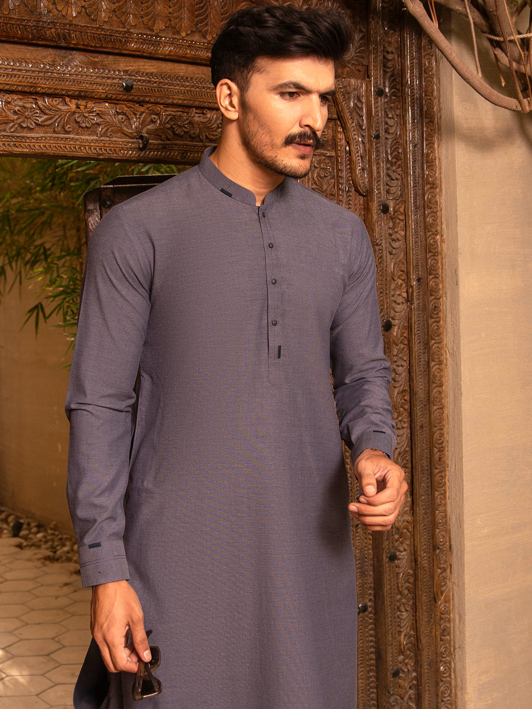 Blue Blended Kurta Shalwar - AL-KS-2689