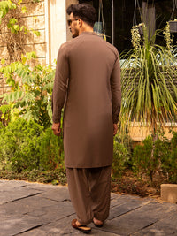 Brown Blended Kurta Shalwar - AL-KS-2690