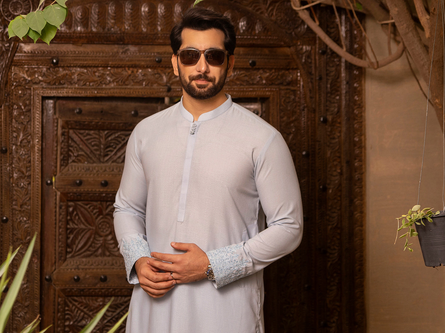 Light Blue Blended Kurta Trouser - AL-KT-2691