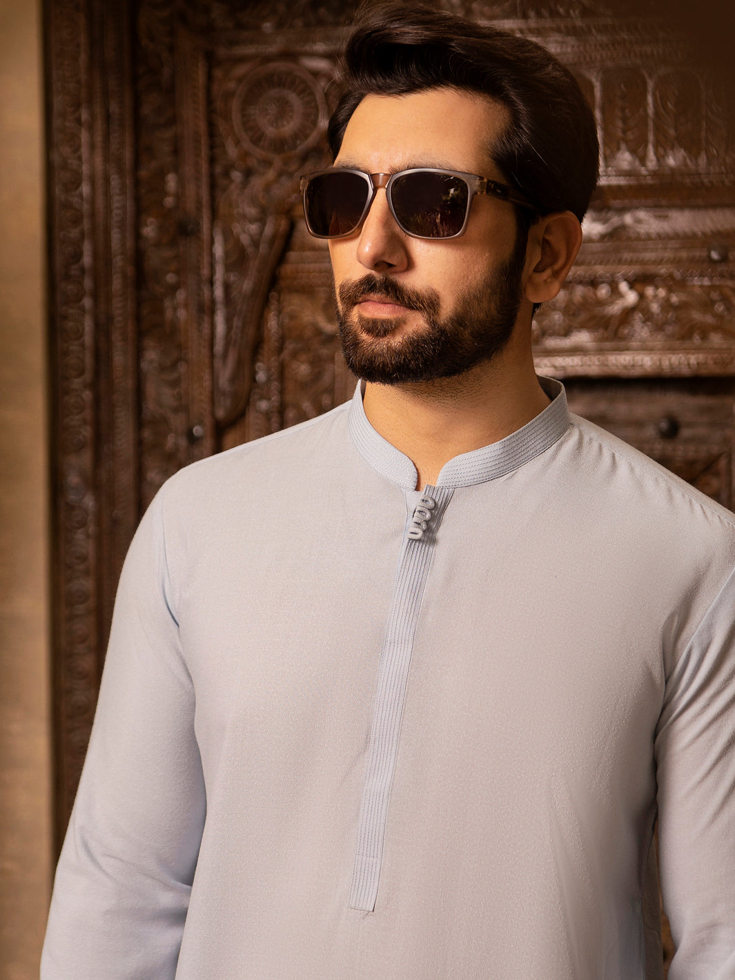 Light Blue Blended Kurta Trouser - AL-KT-2691