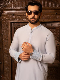 Light Blue Blended Kurta Trouser - AL-KT-2691