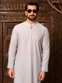 Light Blue Blended Kurta Trouser - AL-KT-2691