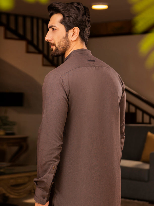 Brown Blended Kameez Shalwar - AL-KS-2702