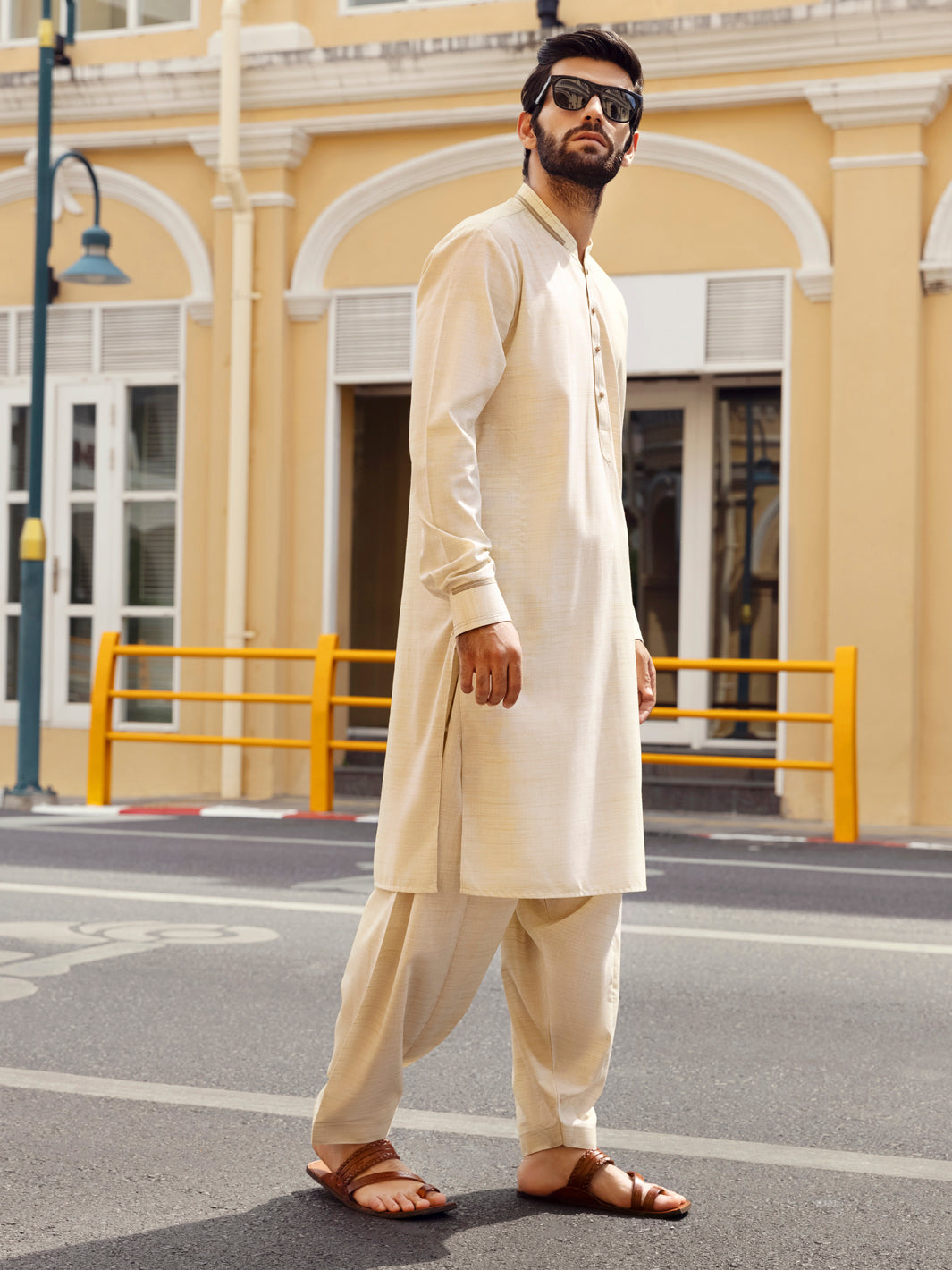 Cream Kurta Shalwar - AL-KS-2705
