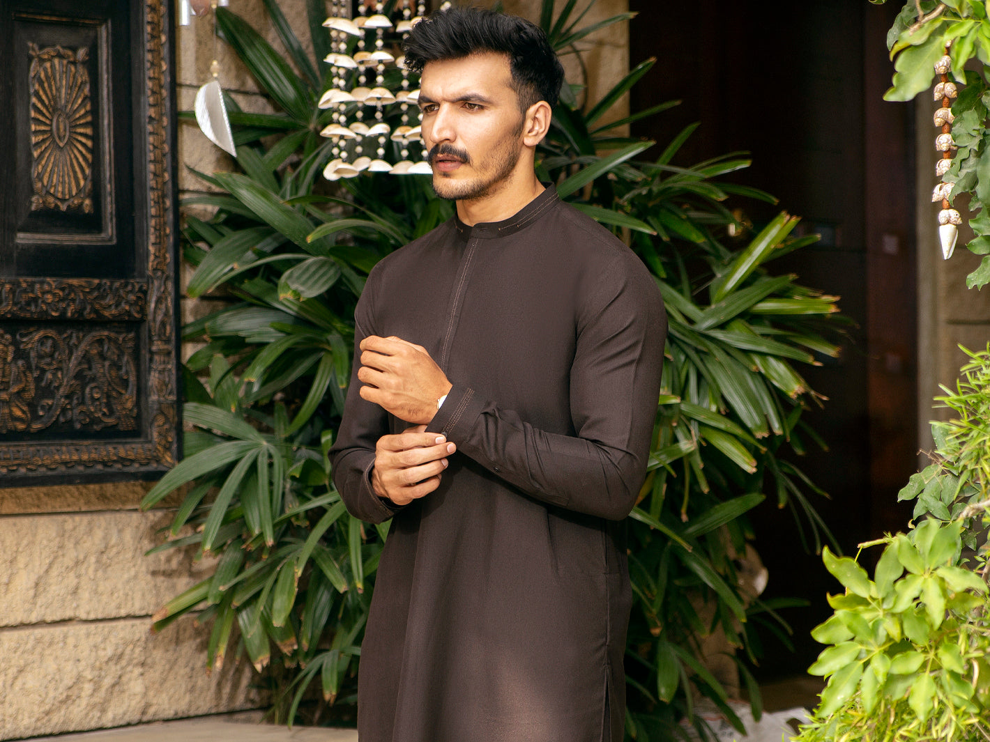Dark Brown Blended Kurta Trouser - AL-KT-2706