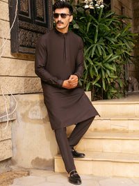Dark Brown Blended Kurta Trouser - AL-KT-2706