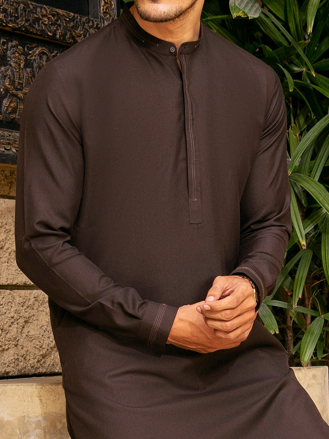 Dark Brown Blended Kurta Trouser - AL-KT-2706