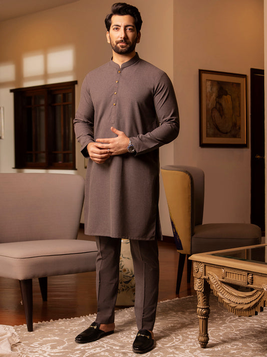 Grey Blended Kurta Trouser - AL-KT-2709