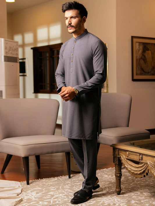 Grey Blended Kurta Trouser - AL-KT-2710