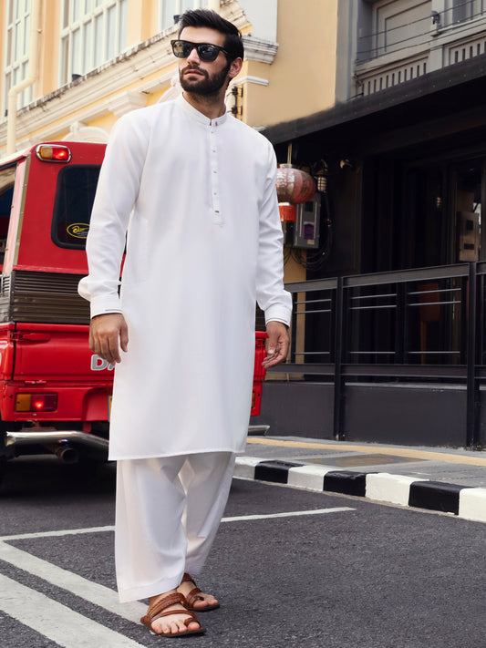 White Kurta Shalwar - AL-KS-2714