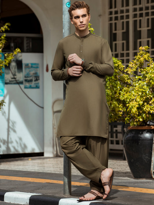 Green Kurta Shalwar - AL-KS-2715