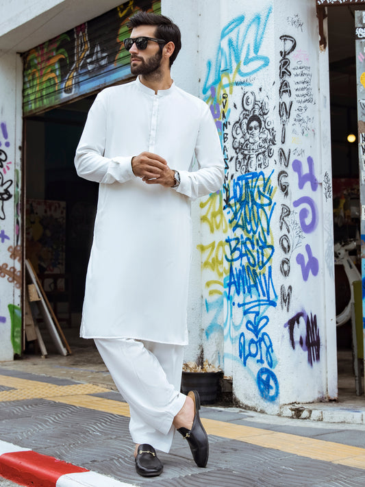 White Kurta Shalwar - AL-KS-2718