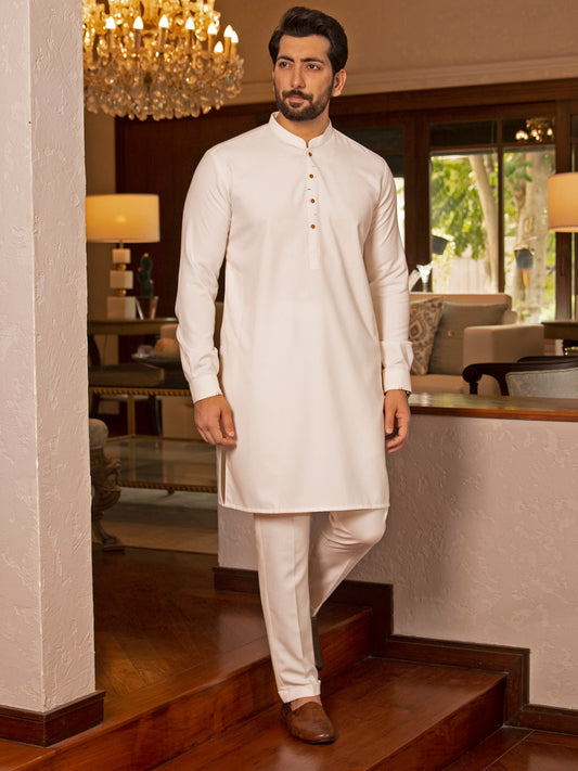 White Blended Kurta Trouser - AL-KT-2722