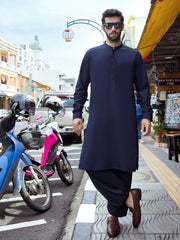 Dark Blue Kurta Shalwar - AL-KS-2724