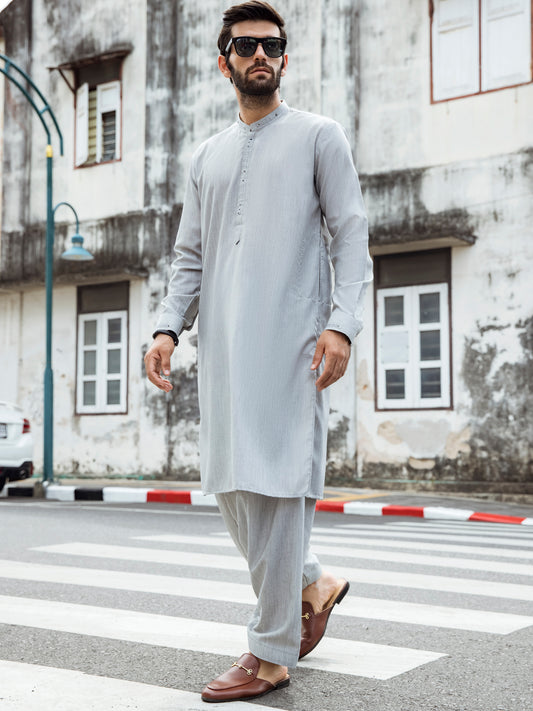 Light Grey Kurta Shalwar - AL-KS-2725