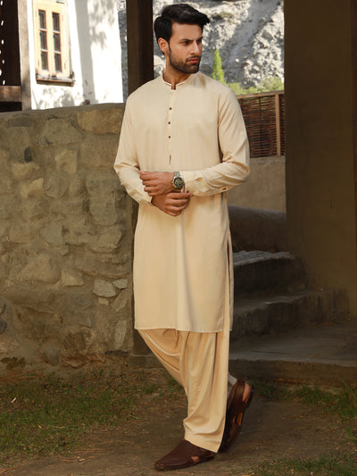 Cream Kameez Shalwar - AL-KS-2746