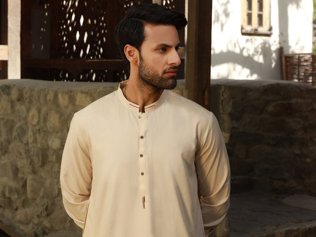 Cream Kameez Shalwar - AL-KS-2746