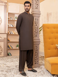 Dark Brown Kameez Shalwar - AL-KS-2748