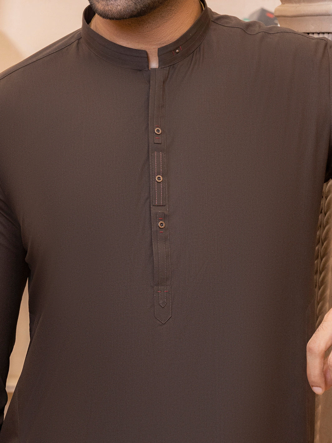 Dark Brown Kameez Shalwar - AL-KS-2748