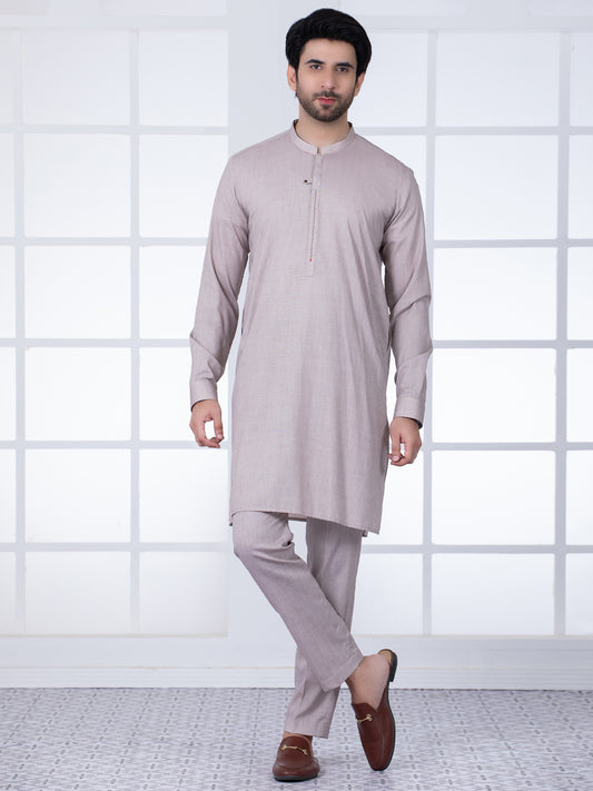Light Brown Blended Kurta Trouser - AL-KT-2751