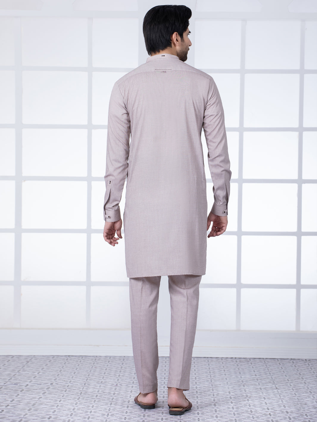 Light Brown Blended Kurta Trouser - AL-KT-2751