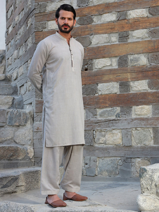 Light Grey Kameez Shalwar - AL-KS-2757