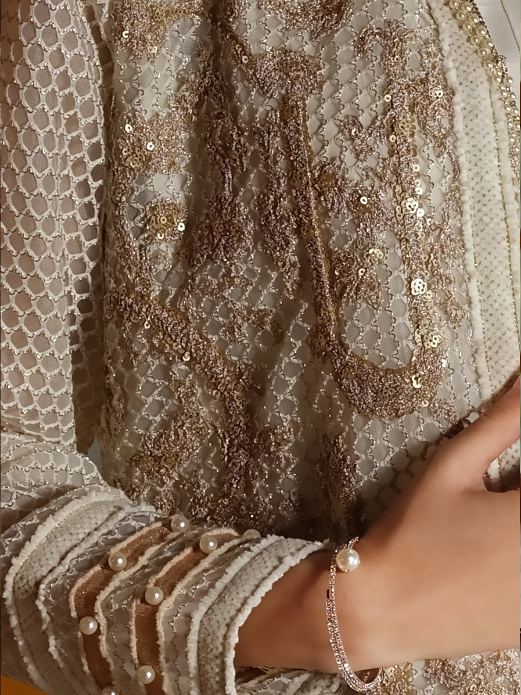 White Net 2Pc Formal Suit - LS-276