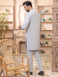 Light Grey Blended Kurta Trouser - AL-KT-2762