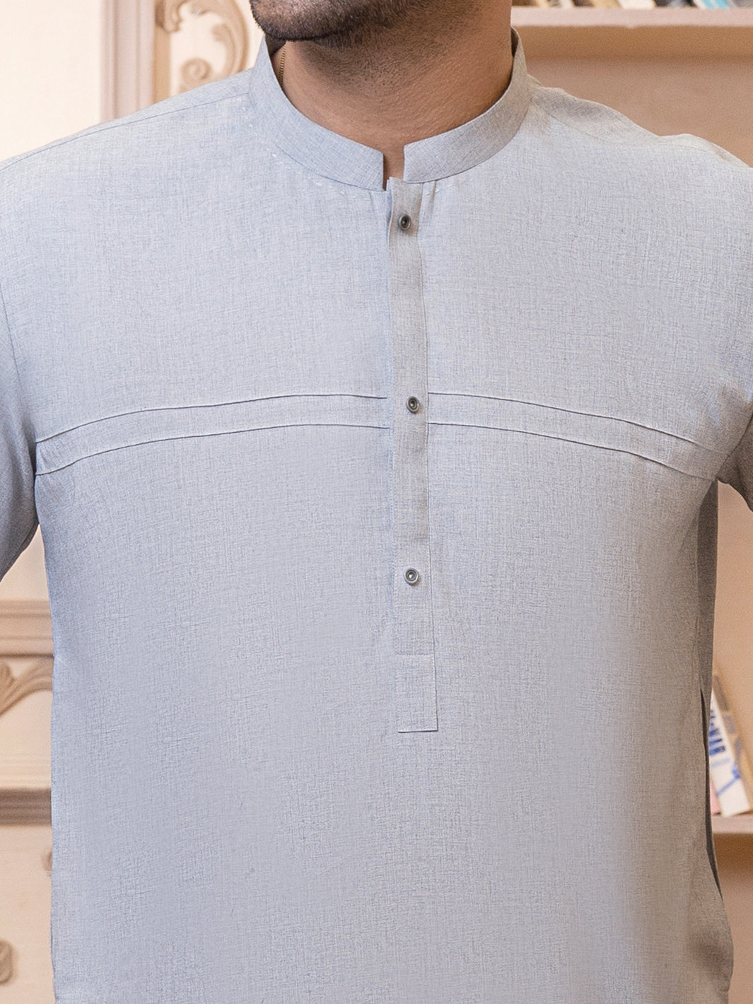 Light Grey Blended Kurta Trouser - AL-KT-2762