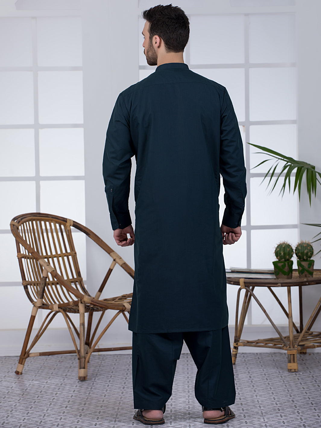Dark Green Kameez Shalwar -AL-KS-2769