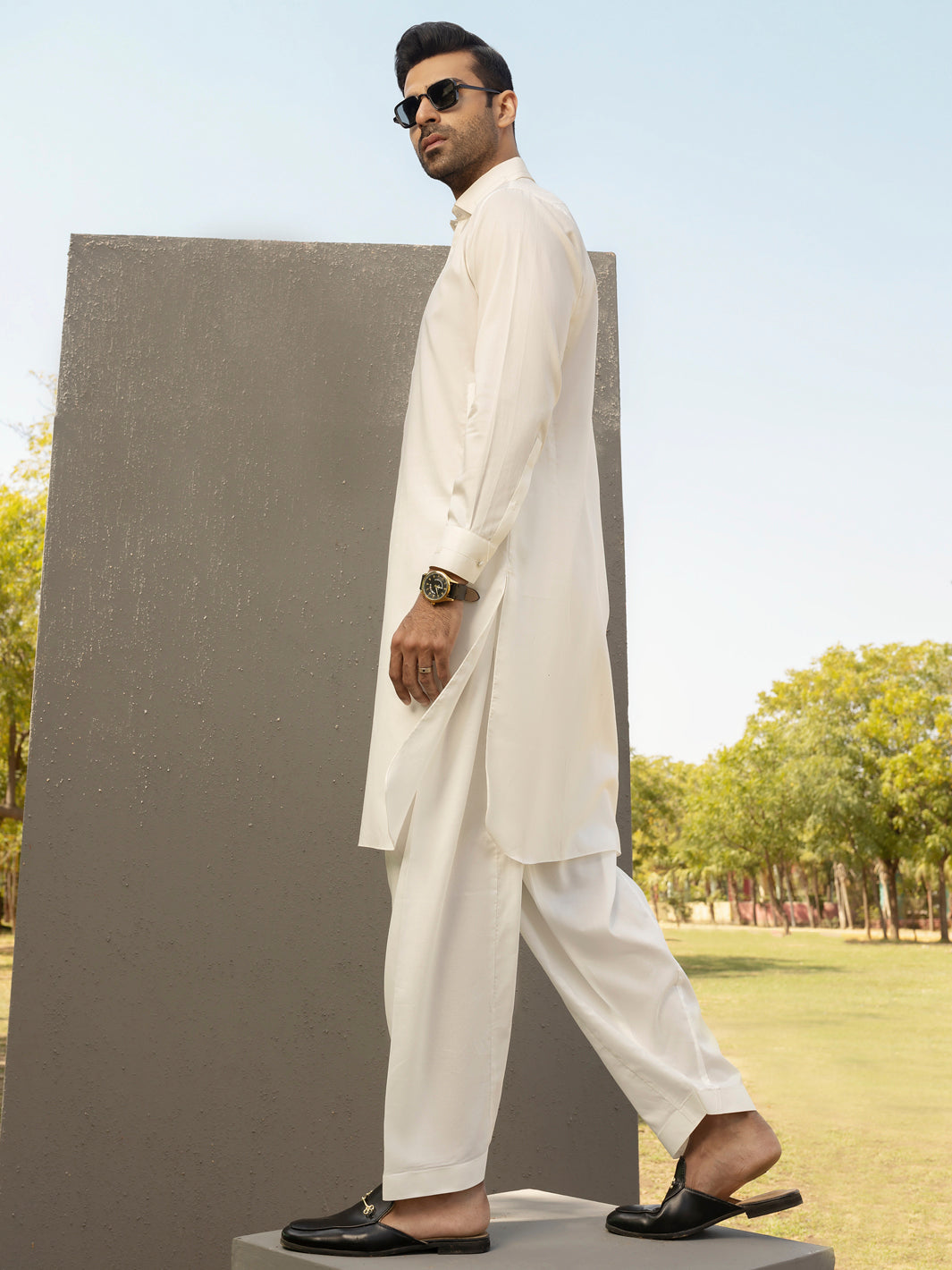 White Kameez Shalwar - ALWA-KS-276