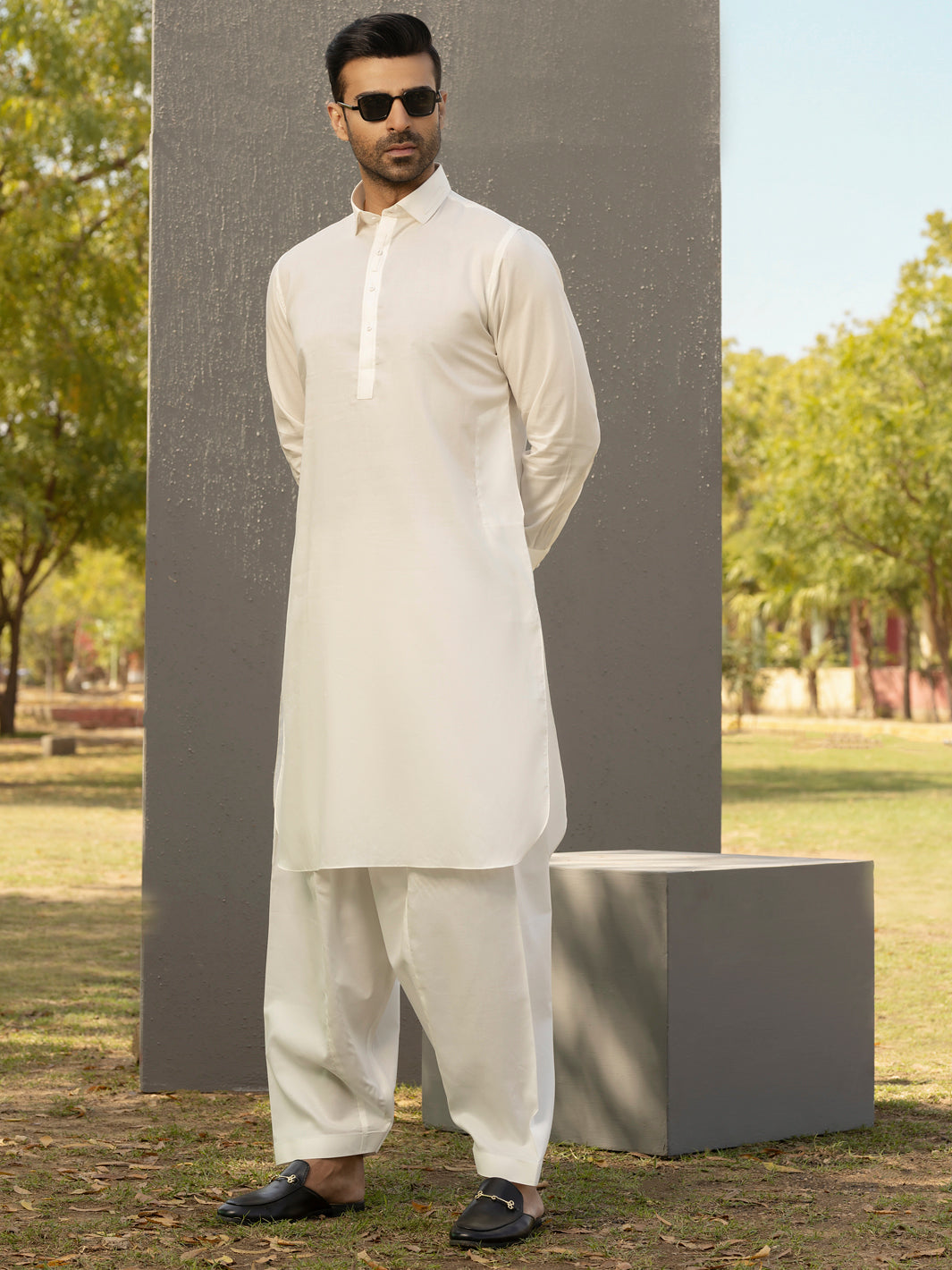 White Kameez Shalwar - ALWA-KS-276