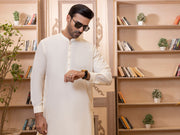 Off White Kameez Shalwar - AL-KS-2771